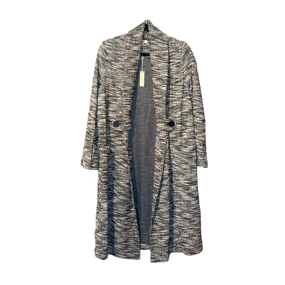 MAX STUDIO Black and White Knit Tweed Double Breasted Jacket M NWT - Picture 4 of 16